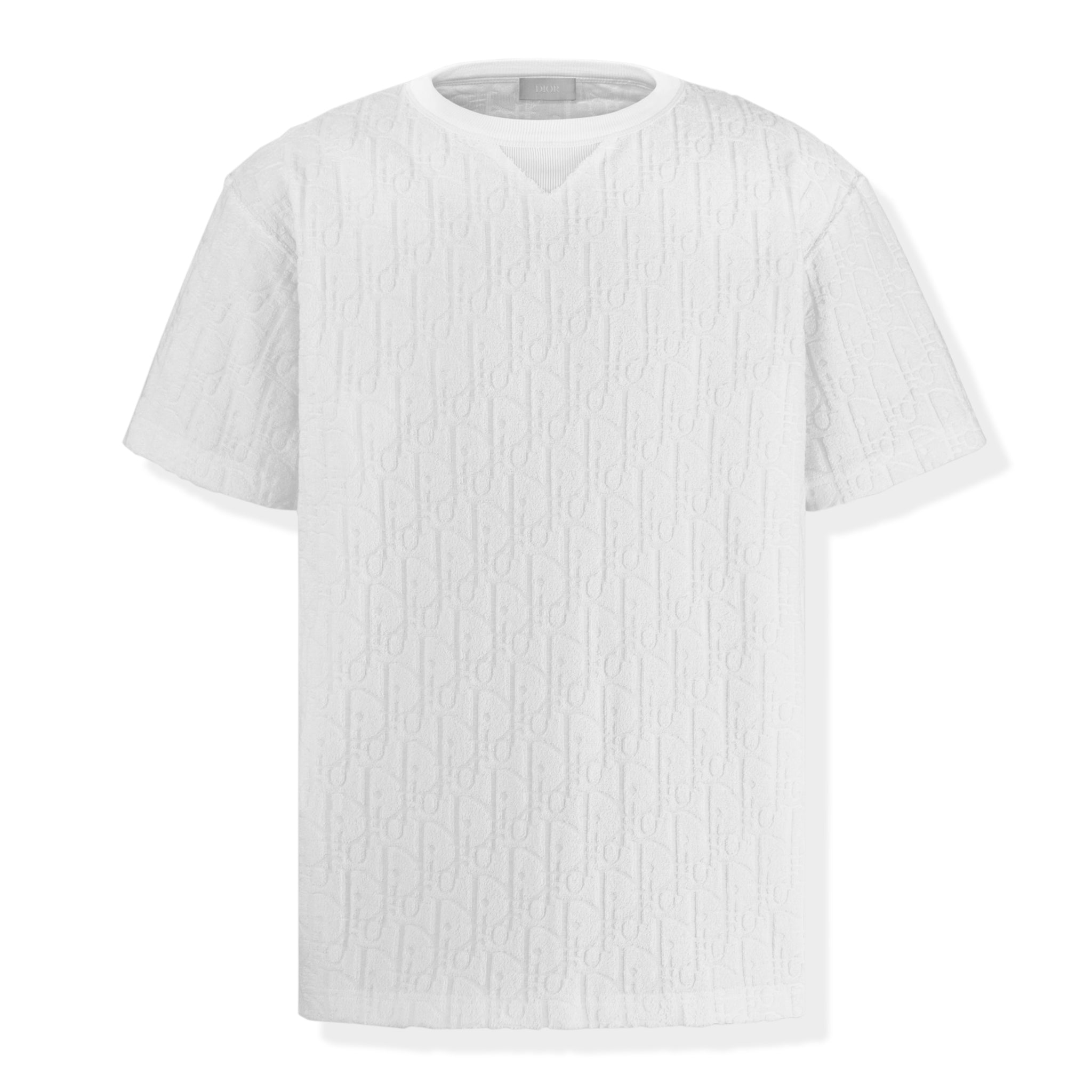 Front view of Preloved - Dior Oblique Towelling White T Shirt